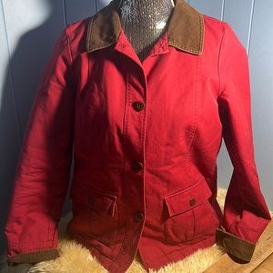 LL Bean Women's Cherry Red Barn Coat with Warm Quilted Lining, fits like a Small